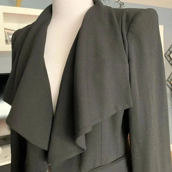 BCBGMAXAZRIA Cropped Open Drape Wool Blazer - Picture 3 of 8